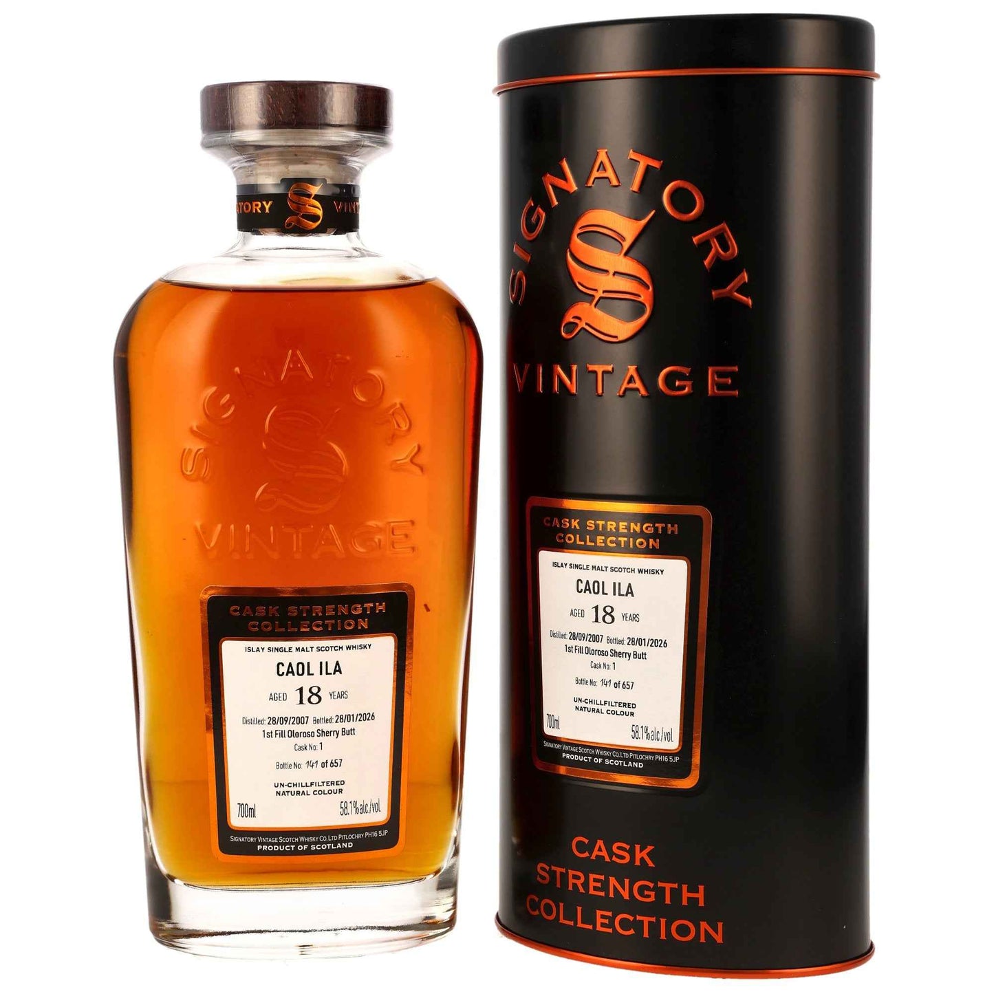 Caol Ila 18 2007/2026 - Signatory Vintage Cask Strength Collection - 1st Fill Oloroso Sherry Butt #1