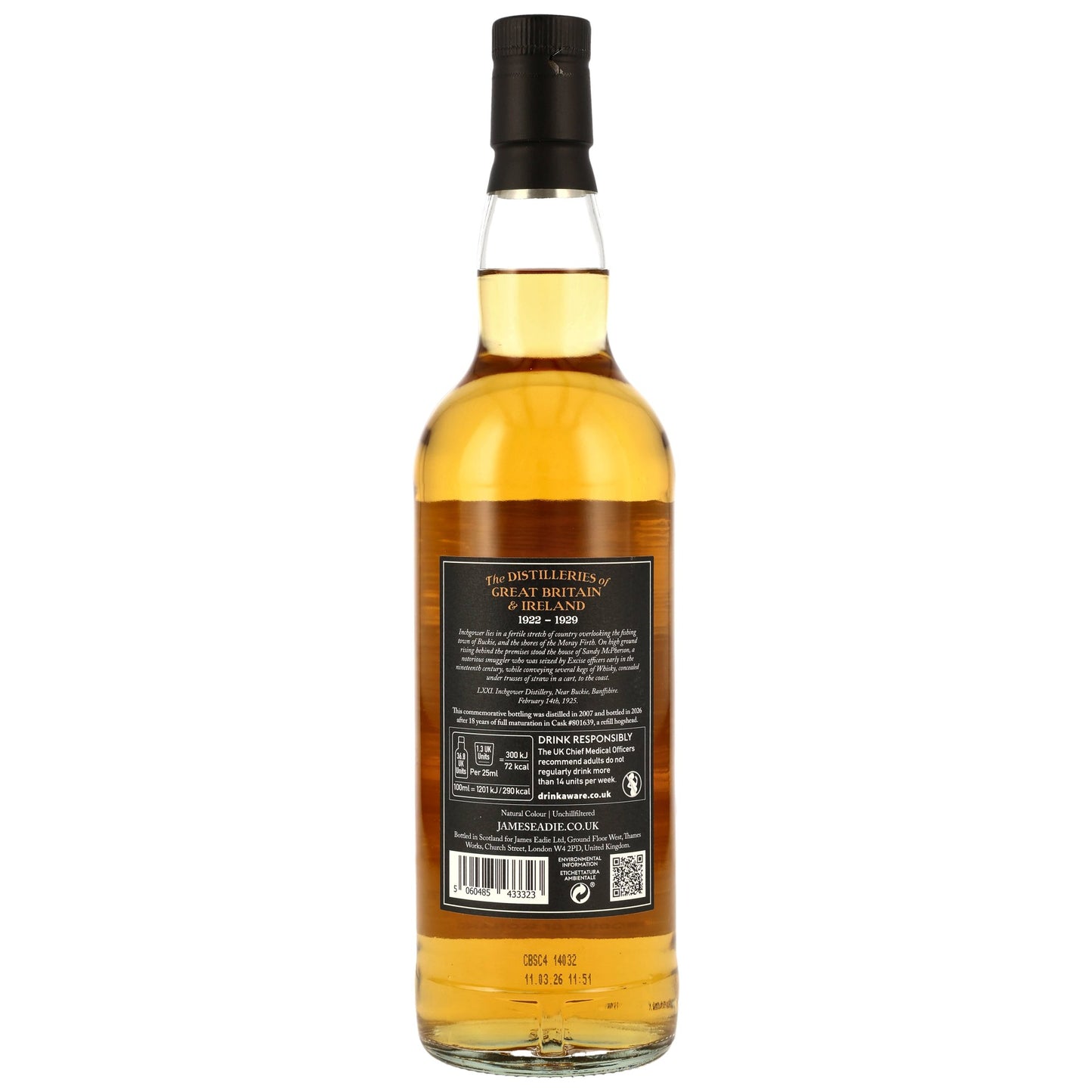 Inchgower 18 2007/2026 - James Eadie - Refill Hogshead #801639