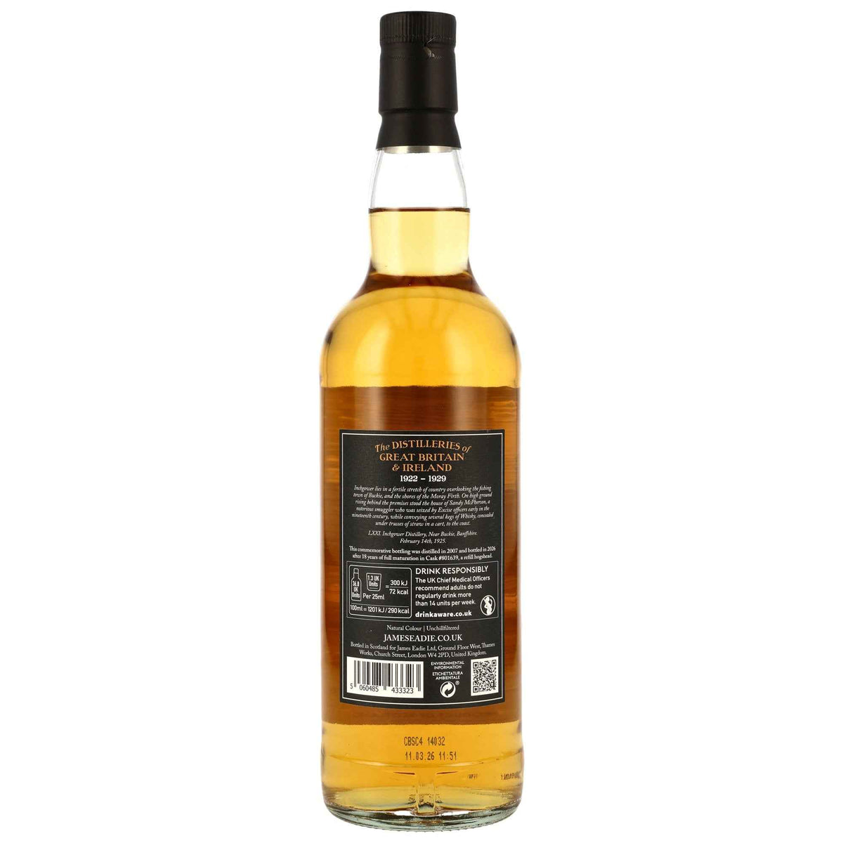 Inchgower 18 2007/2026 - James Eadie - Refill Hogshead #801639