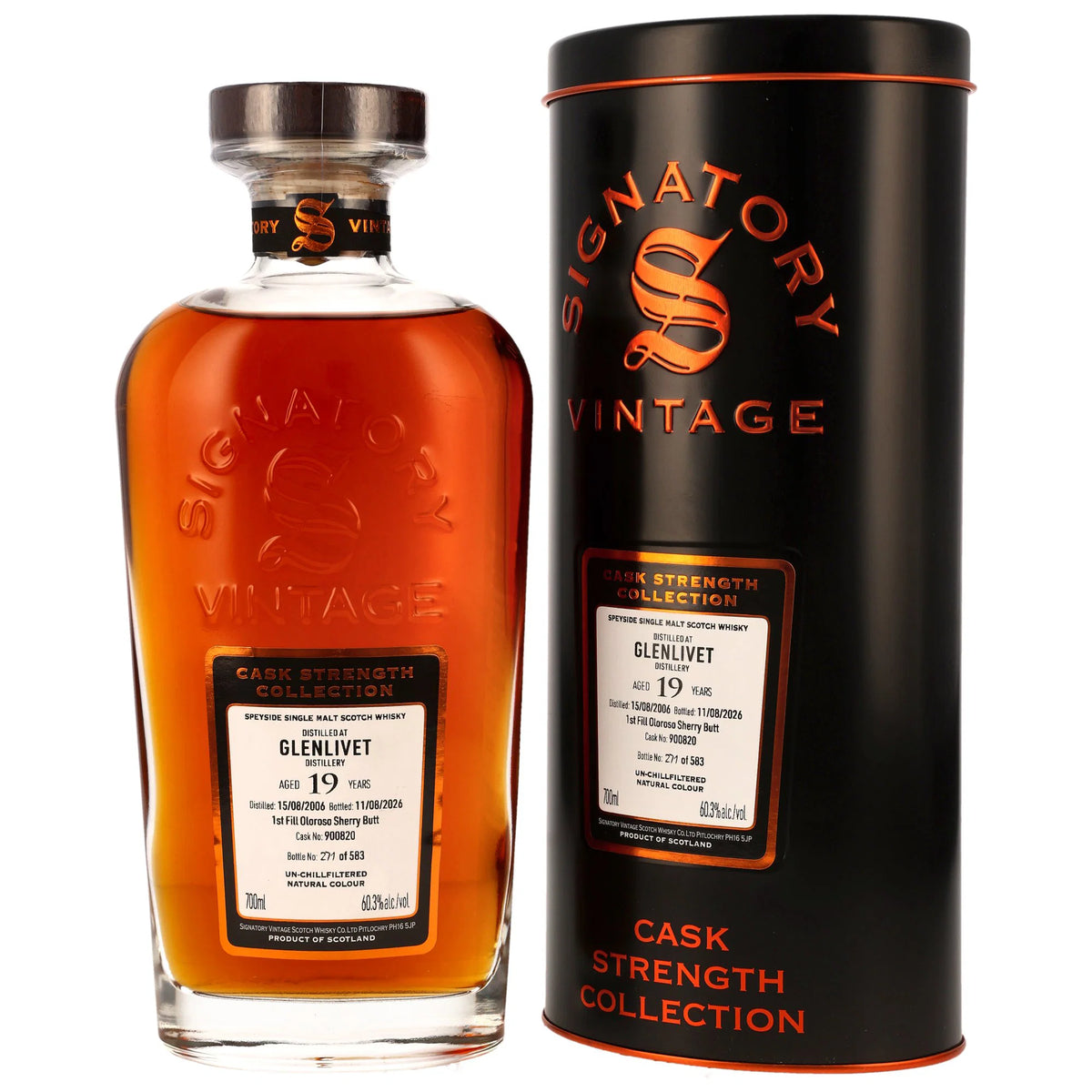 Glenlivet 19 2006/2026 - Signatory Vintage Cask Strength Collection - 1st Fill Oloroso Sherry Butt #900820