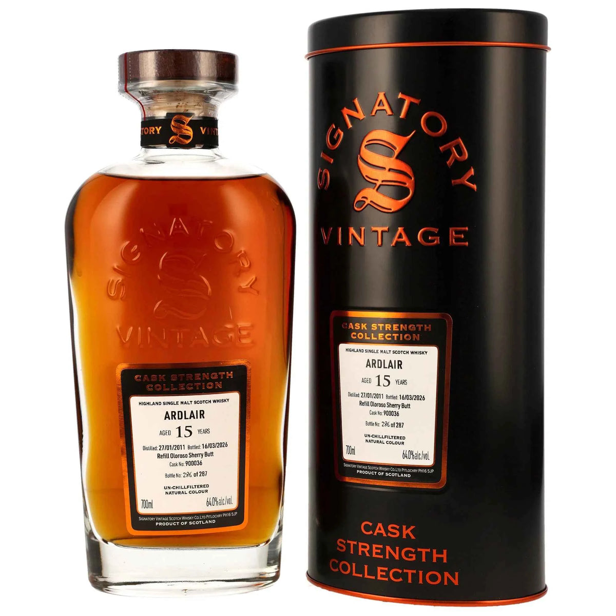 Ardlair 15 2011/2026 - Signatory Vintage Cask Strength Collection - Refill Oloroso Sherry Butt #900036