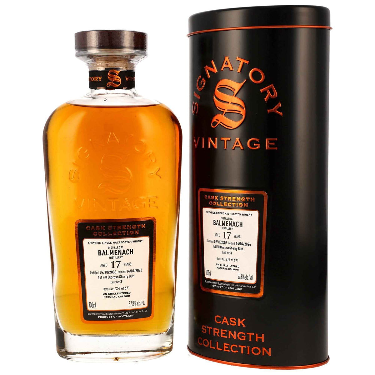 Balmenach 17 2008/2026 - Signatory Vintage Cask Strength Collection - 1st Fill Oloroso Sherry Butt #3