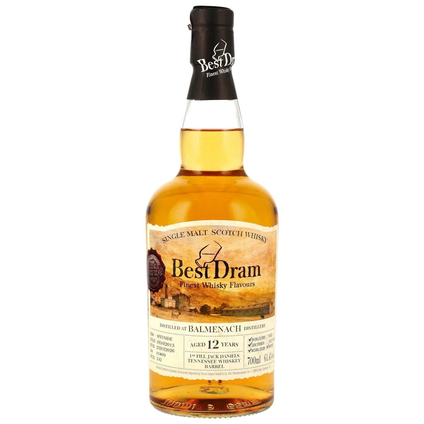 Balmenach 12 2013/2026 - Best Dram - 1st Fill Jack Daniels Tennessee Whiskey Barrel #1809