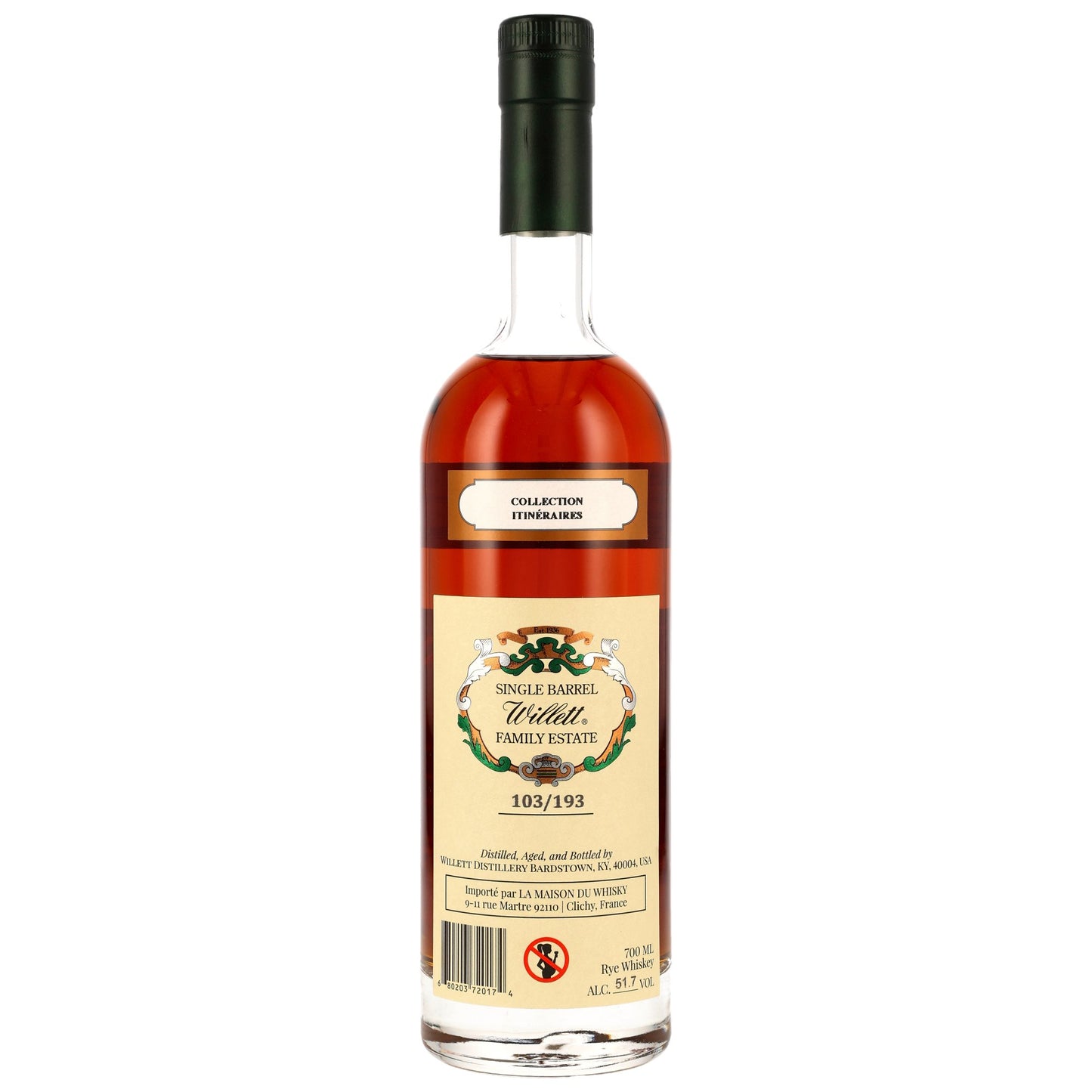Willett Rye 10 2015/2025 - Itinéraires - Single Barrel #11514