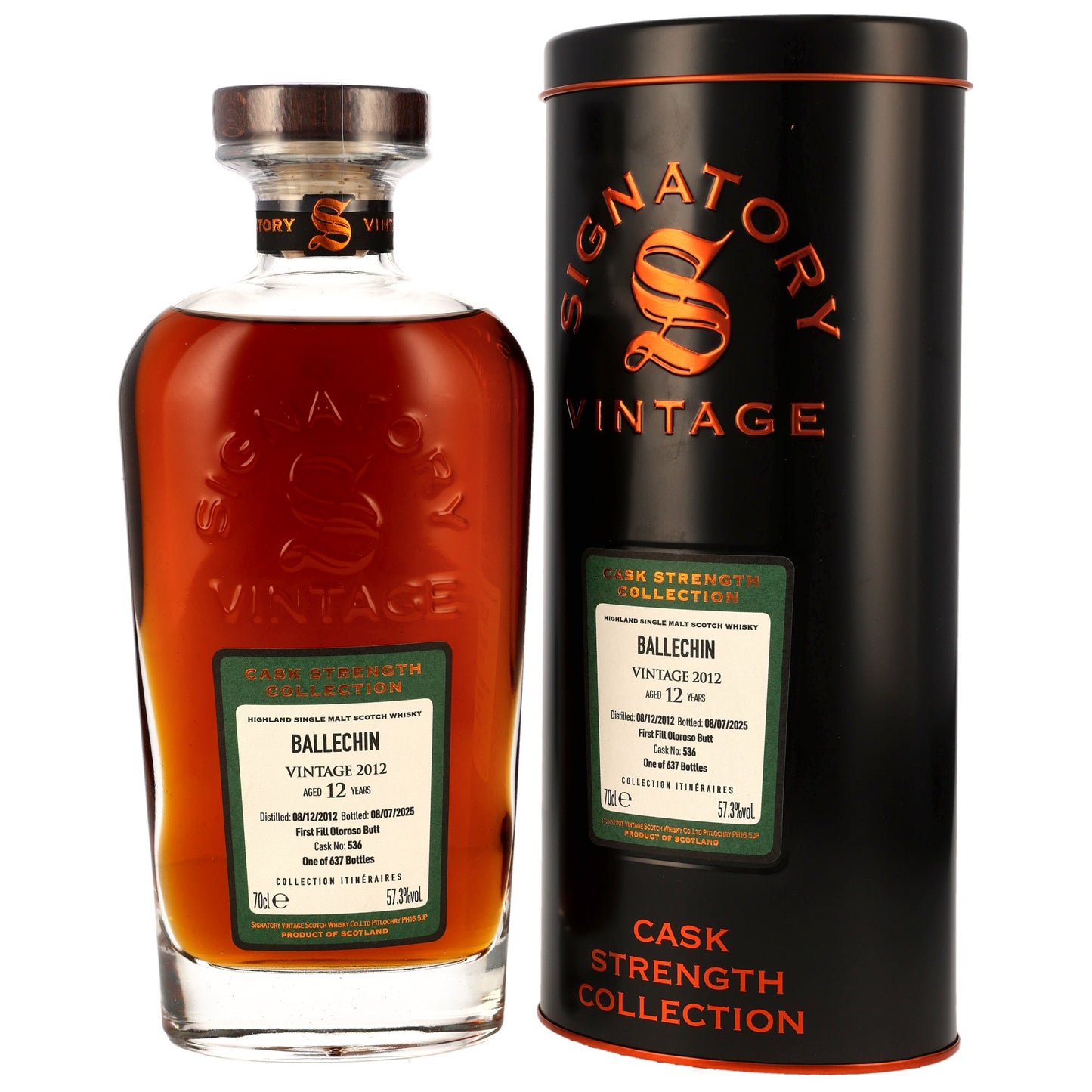 Ballechin 12 2012/2025 - Signatory Vintage Cask Strength Collection - 1st Fill Oloroso Sherry Butt #536