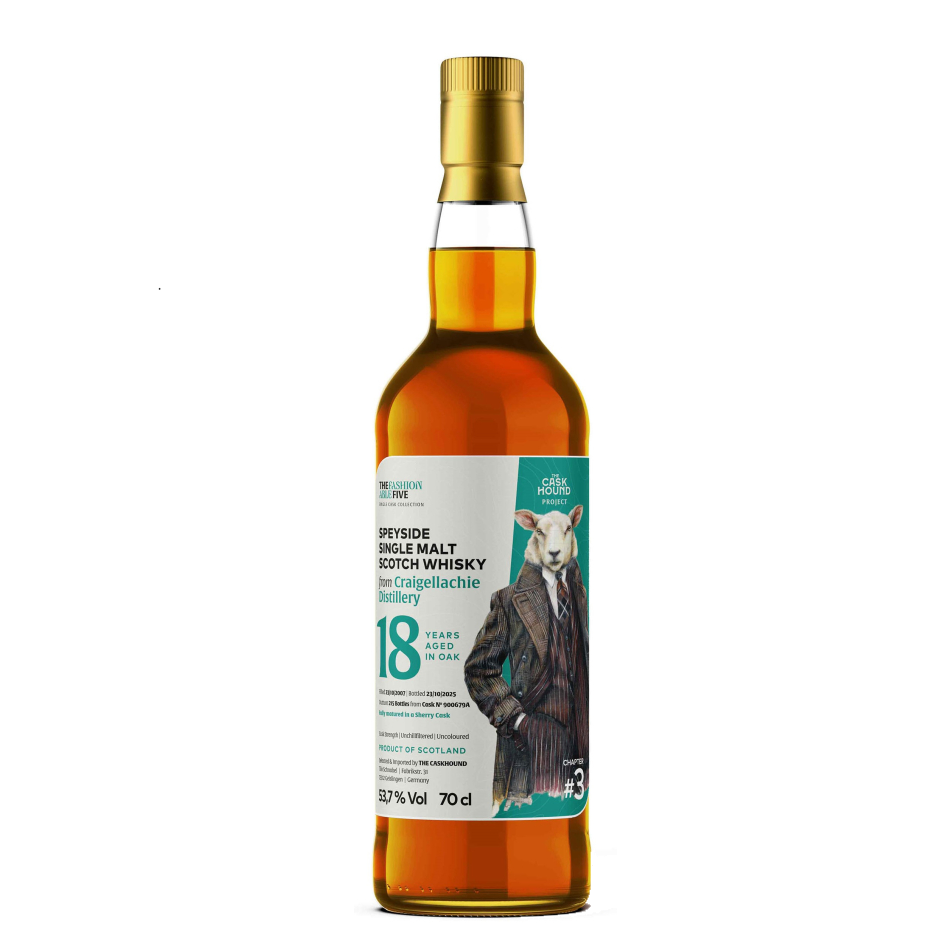 Craigellachie 18 2007/2025 - The Fashionable Five #3 - The Caskhound - Sherry Hogshead #900679A