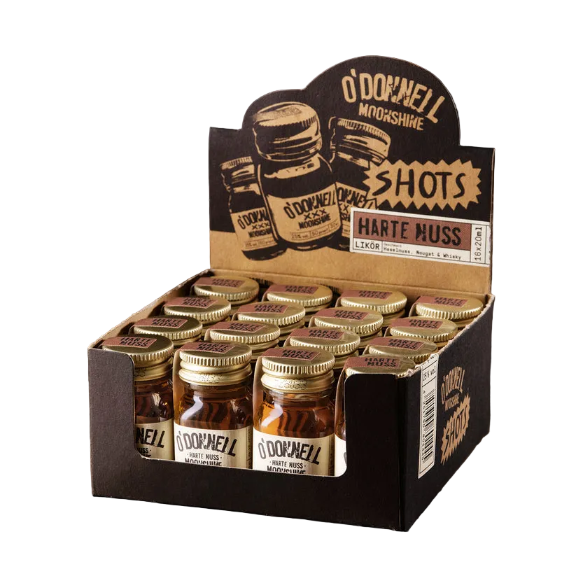 O`Donnell Moonshine Micro Shot Box „Harte Nuss“ 16 x 20ml