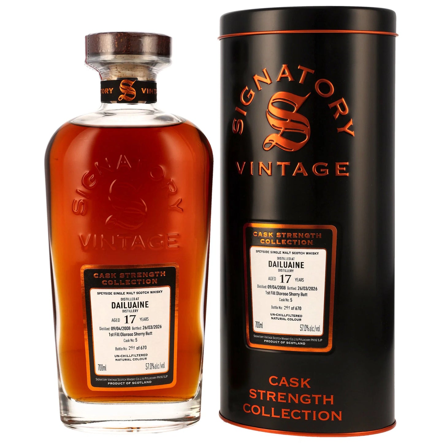 Dailuaine 17 2008/2026 - Signatory Vintage Cask Strength Collection - First Fill Oloroso Sherry Butt #5
