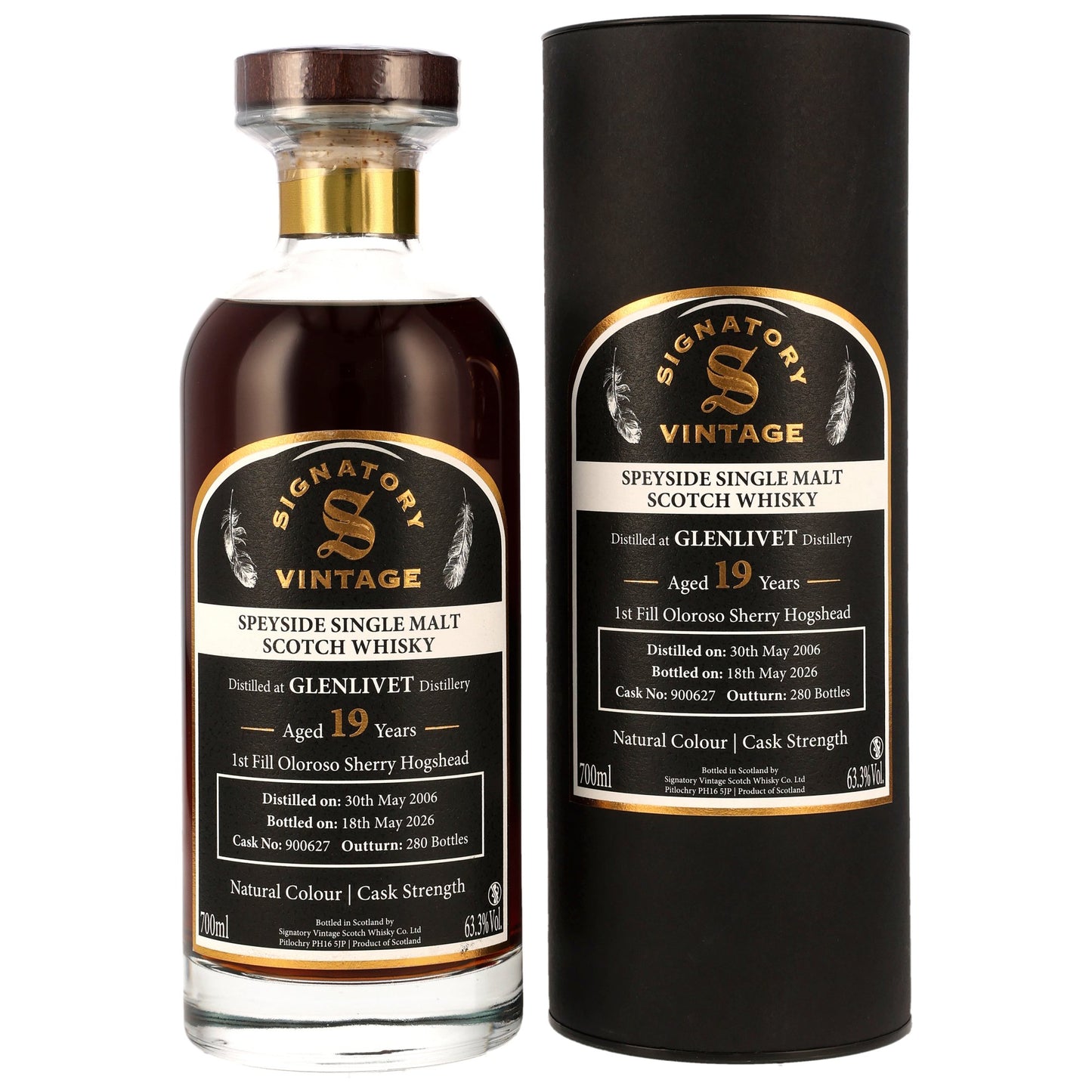 Glenlivet 19 2006/2026 - Signatory Vintage Ibisco Decanter - 1st Fill Oloroso Sherry Hogshead #900627