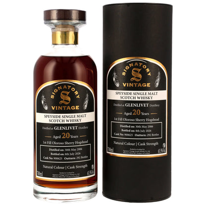 Glenlivet 20 2006/2026 - Signatory Vintage Ibisco Decanter - 1st Fill Oloroso Sherry Hogshead #900625