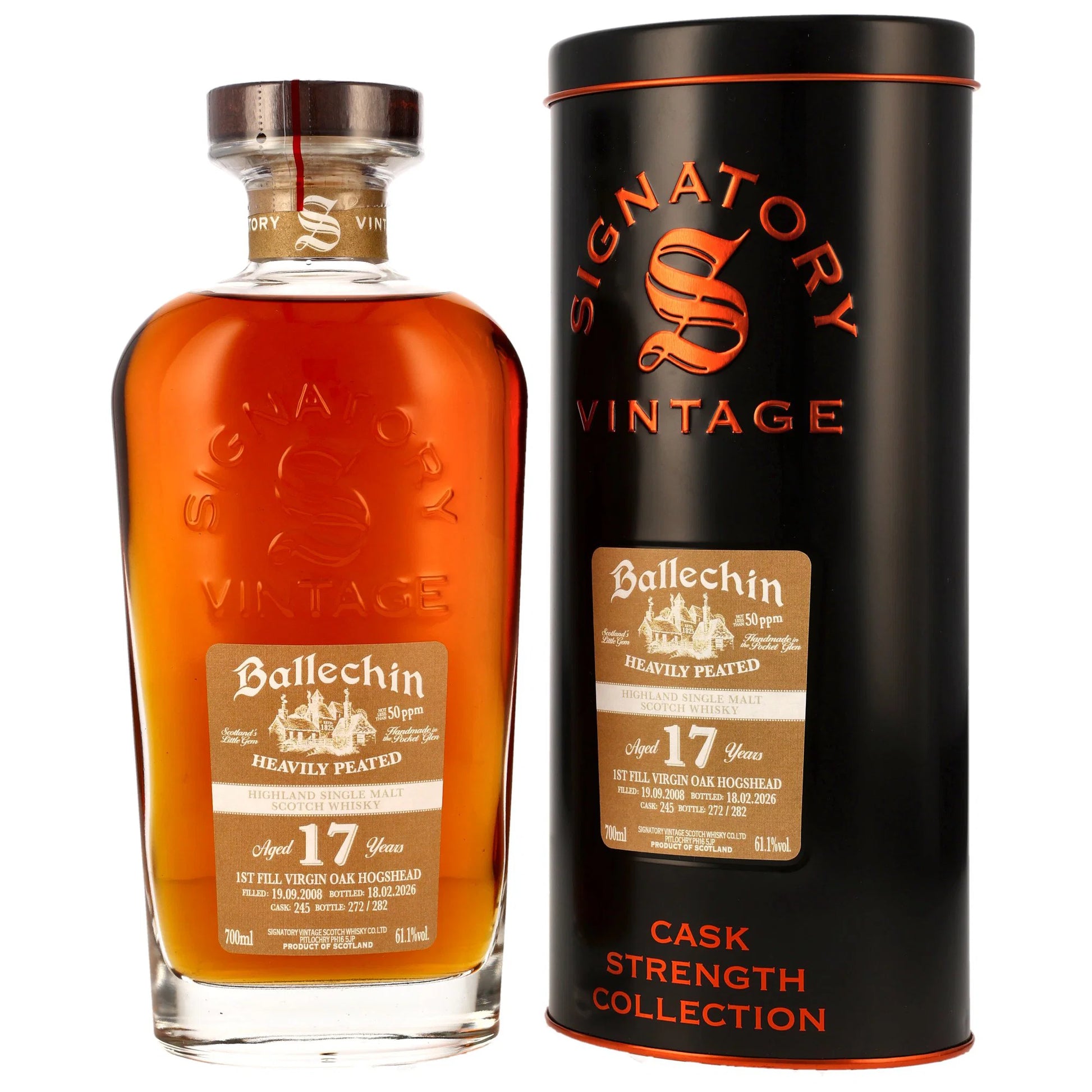 Ballechin 17 2008/2026 - Signatory Vintage Cask Strength Collection - 1st Fill Virgin Oak Hogshead #245