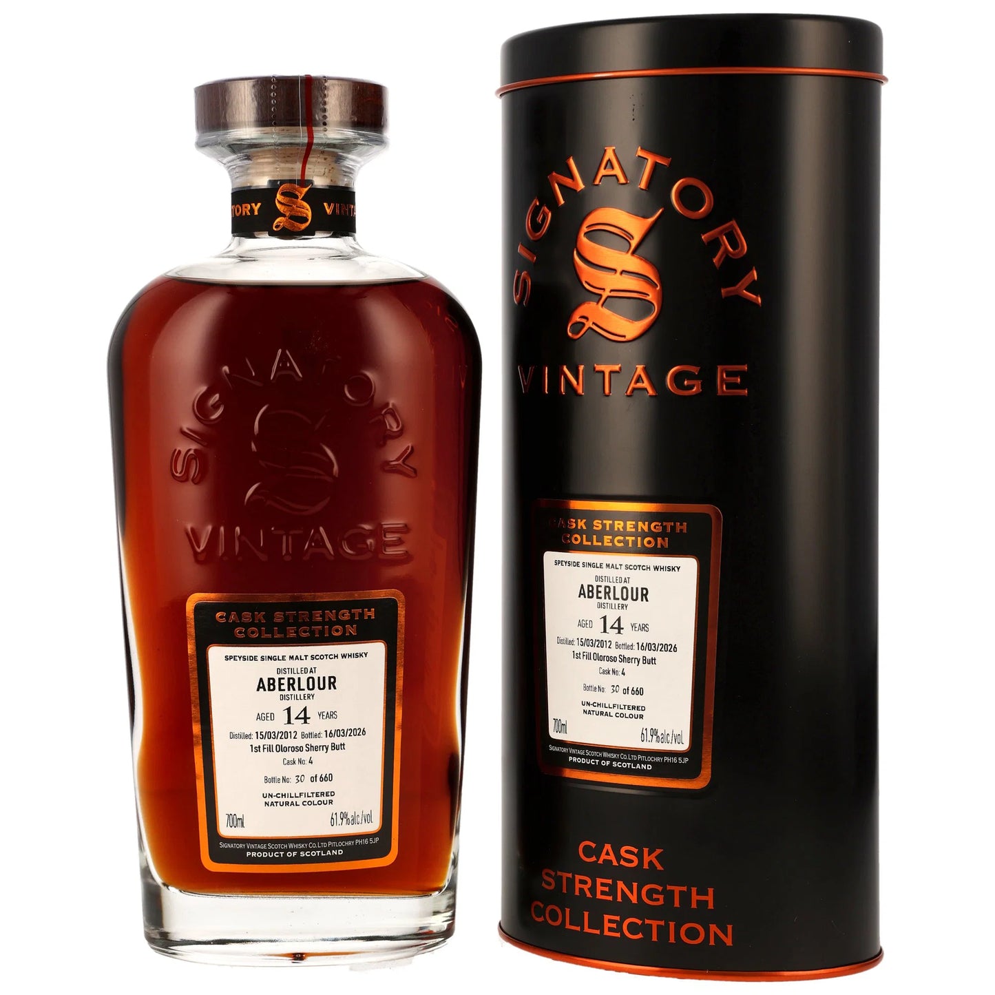 Aberlour 14 2012/2026 - Signatory Vintage Cask Strength Collection - 1st Fill Oloroso Sherry Butt #4