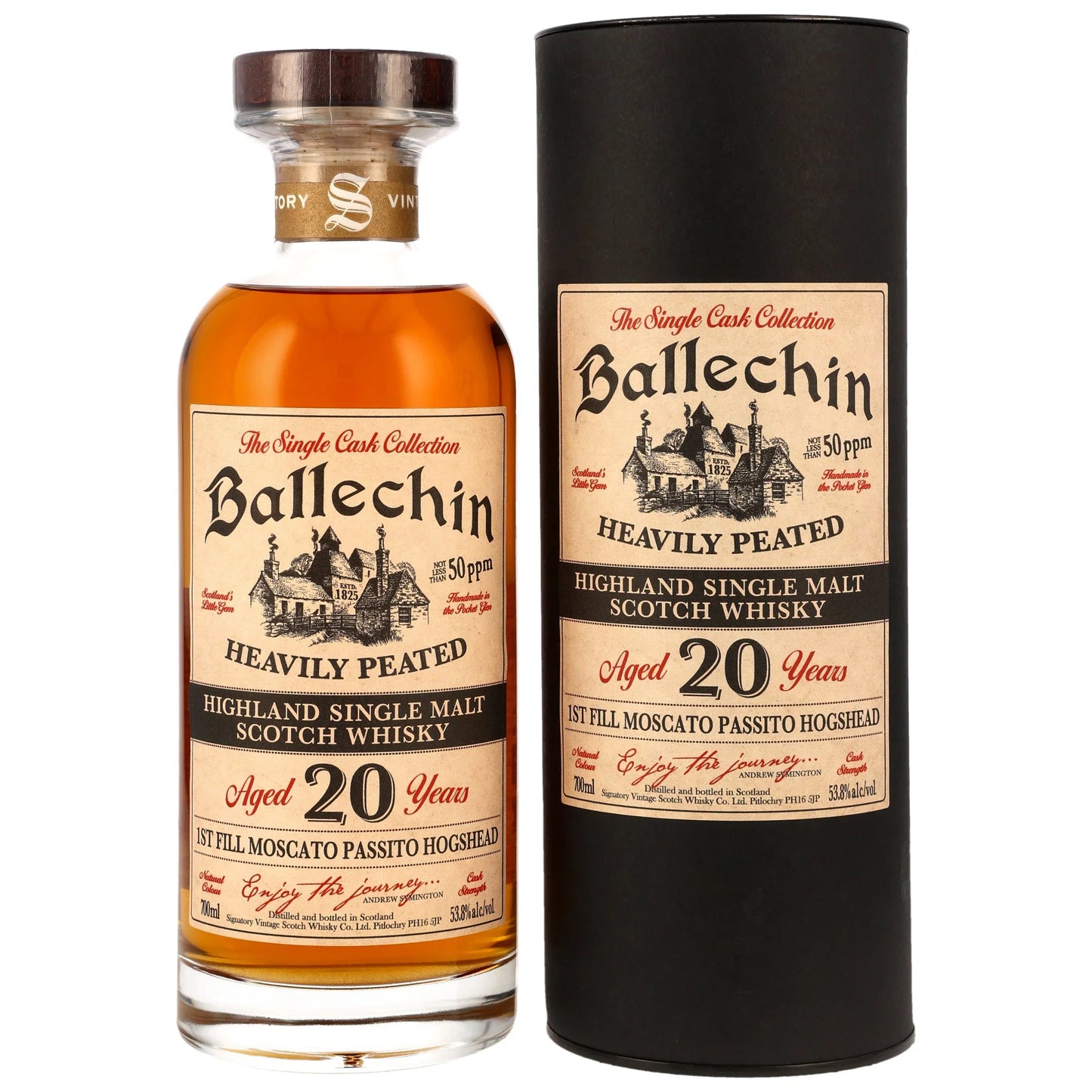 Ballechin 20 2006/2026 - Signatory Vintage Heavily Peated - 1st Fill Moscato Passito Wine Cask #801