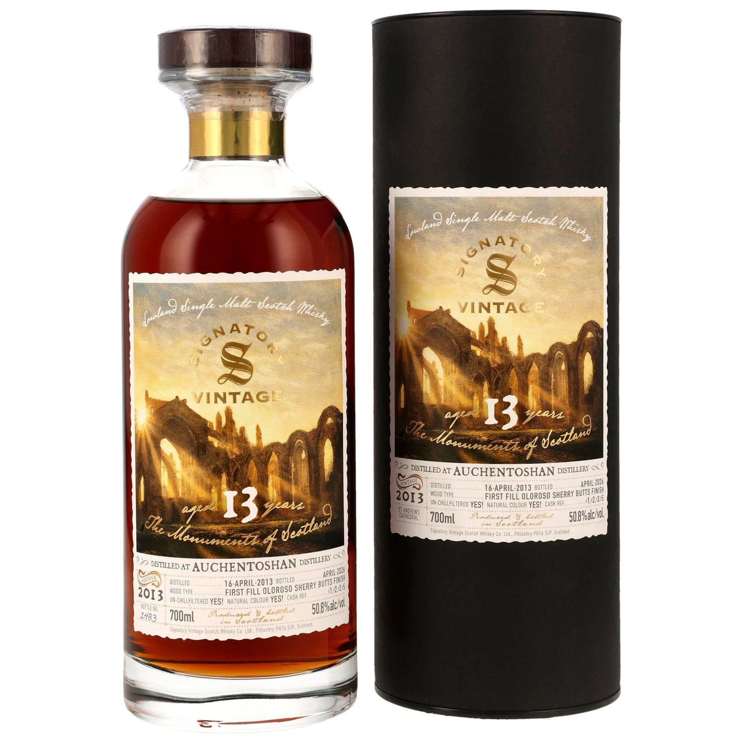 Auchentoshan 13 2013/2026 - Signatory Vintage Monuments of Scotland - 1st Fill Oloroso Sherry Butts Finish
