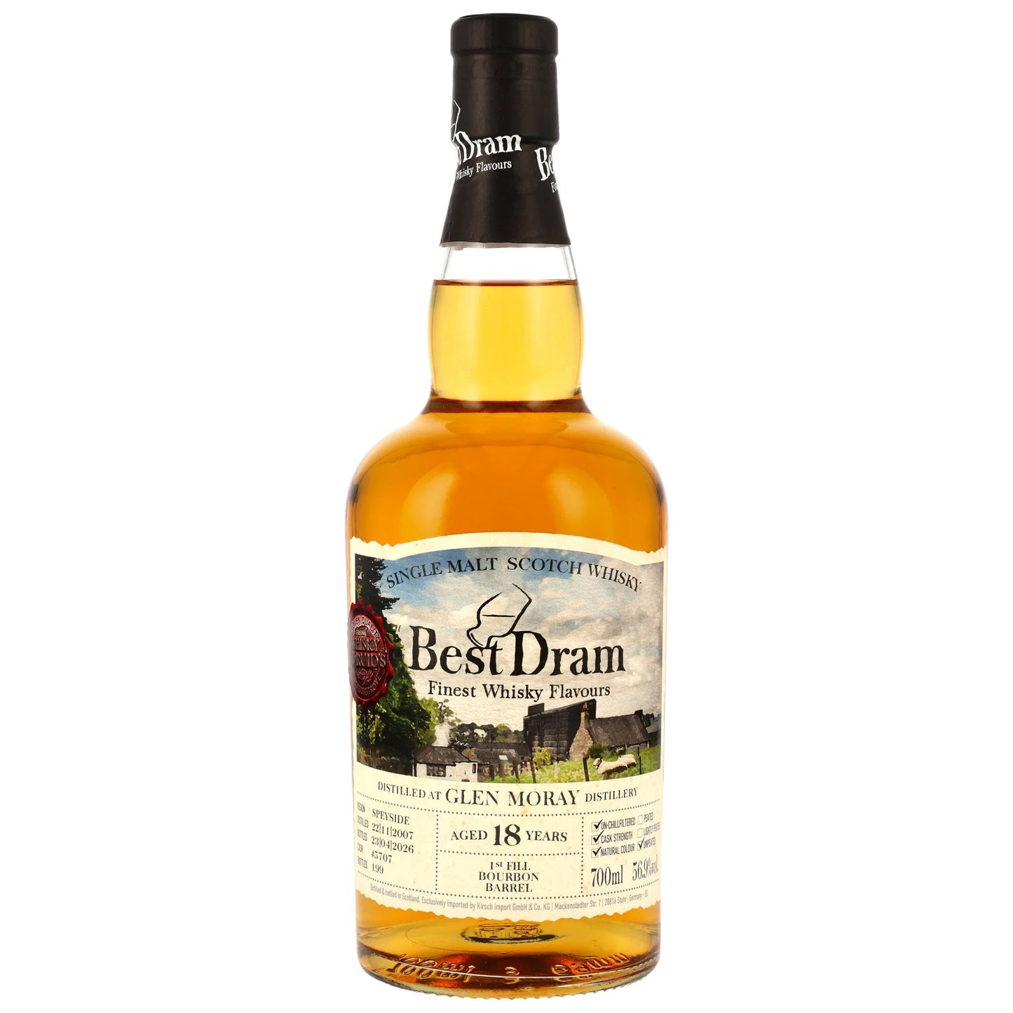 Glen Moray 18 2007/2026 - Best Dram - 1st Fill Bourbon Barrel #5707