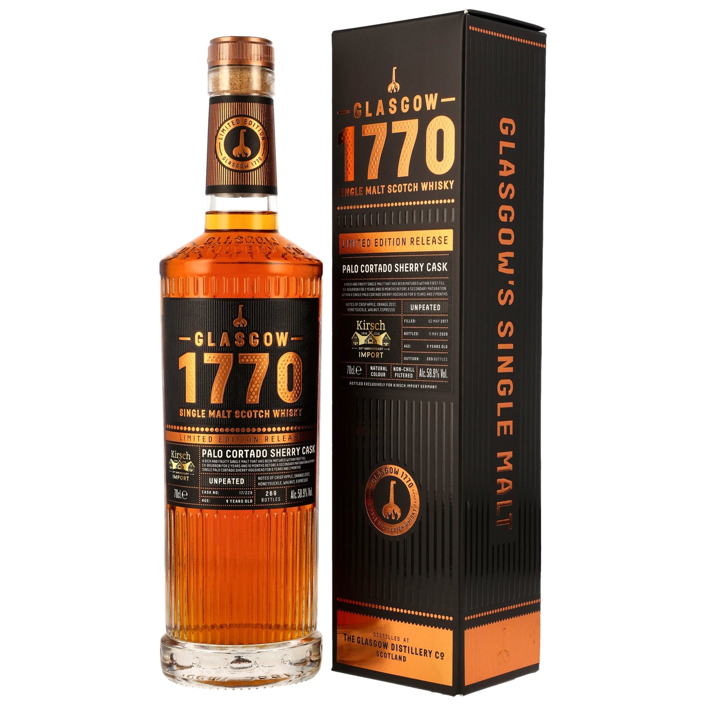 Glasgow 1770 9 2017/2026 - Palo Cortado Sherry Cask #17/228