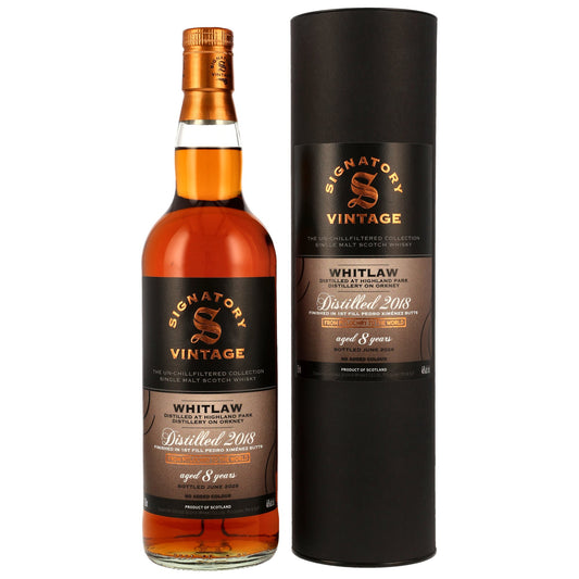 Whitlaw 8 2018/2026 - Signatory Vintage The UN-chillfiltered Collection - 1st Fill PX Sherry Butts Finish