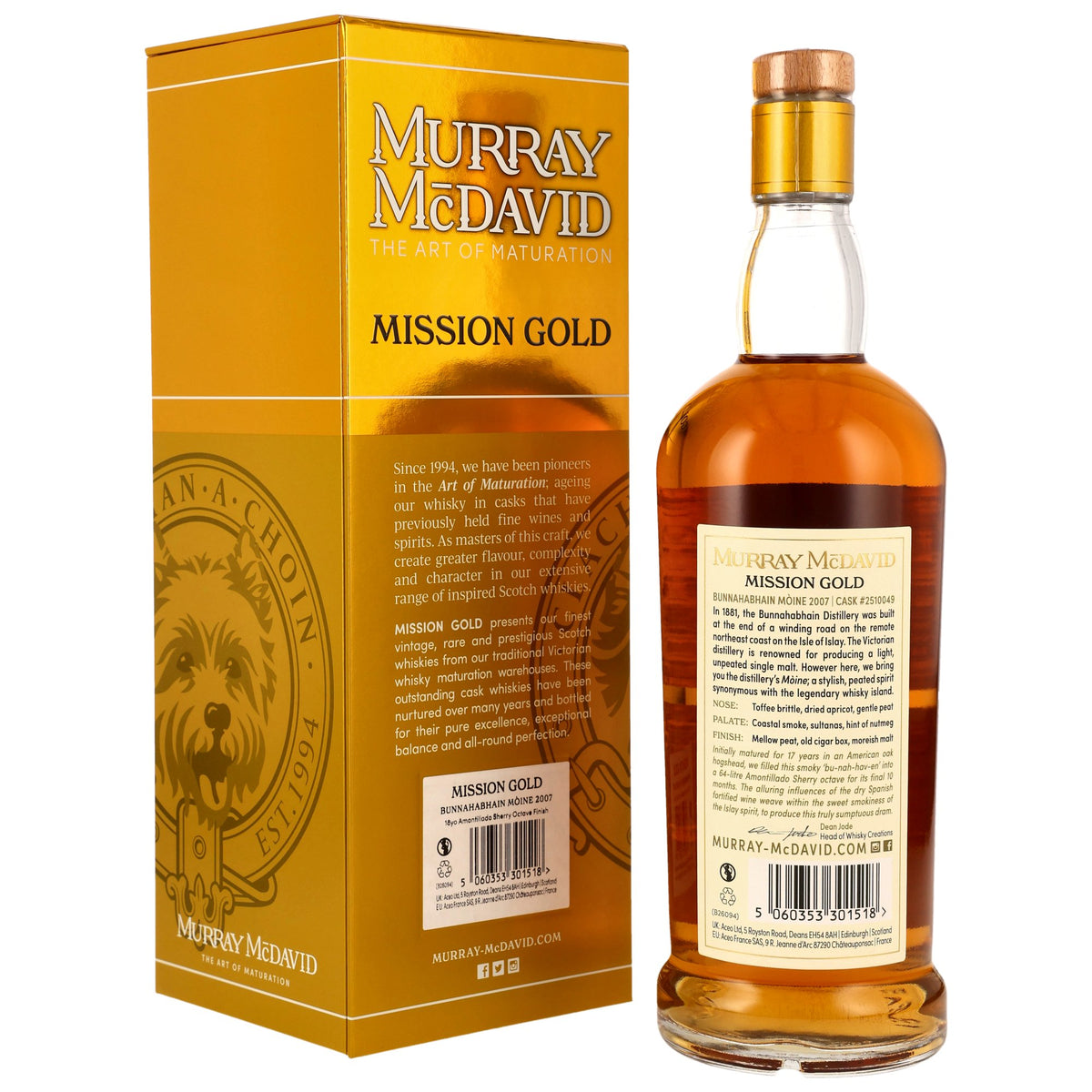 Bunnahabhain Moine 18 2007/2026 - Murray McDavid - Amontillado Sherry Octave Cask Finish #2510049