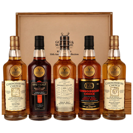 Gordon & MacPhail 50th Anniversary Collection - 50th Anniversary Kirsch Import (Caol Ila, Littlemill, Macallan, Bruichladdich und Benromach) - 5 x 700 ml