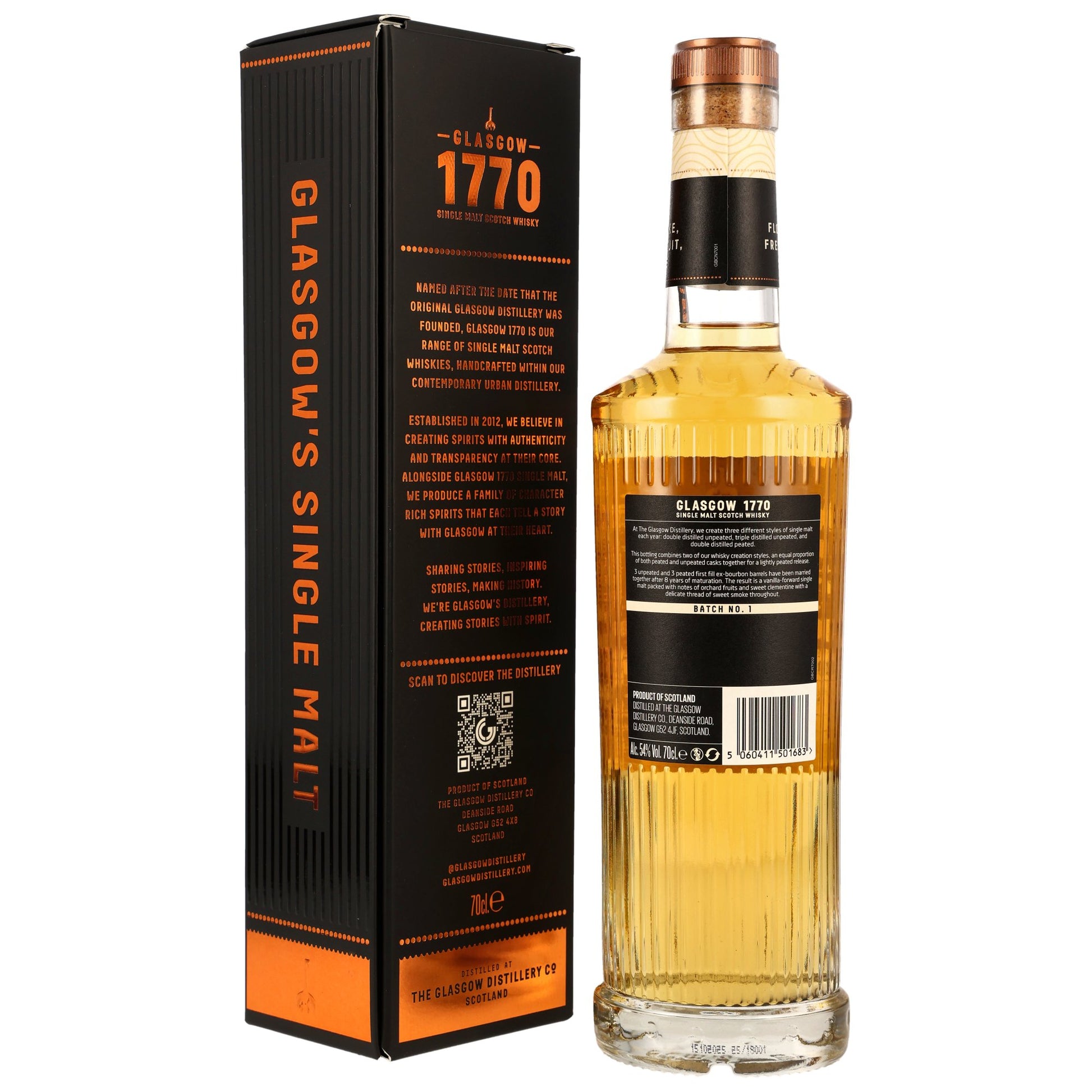 Glasgow 1770 8 2017/2025 - Lightly Peated - 1st Fill Bourbon Casks