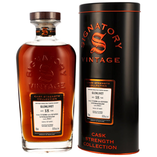 Glenlivet 18 2006/2025 - Signatory Vintage Cask Strength Collection - 1st Fill Oloroso Sherry Butt #901017