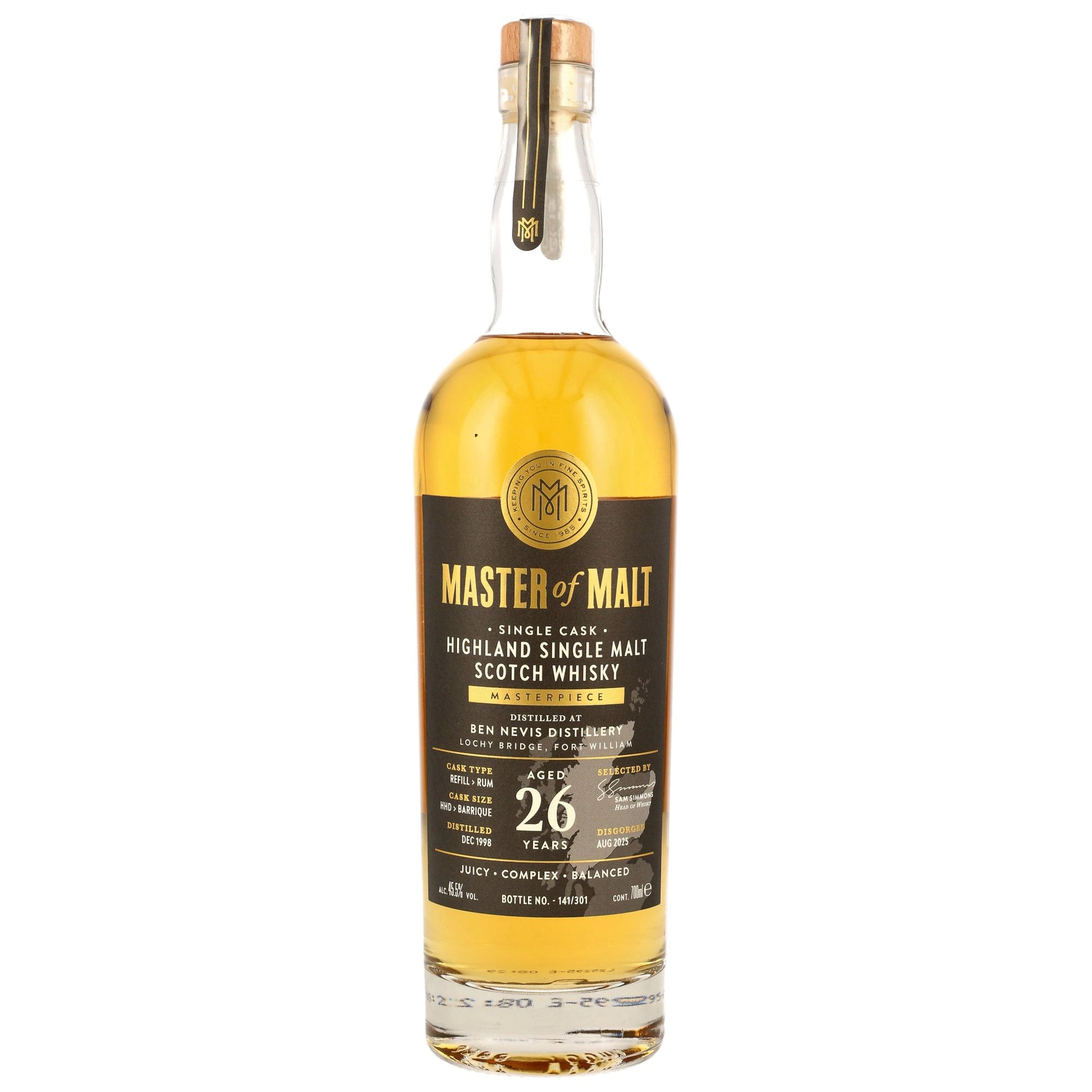Ben Nevis 26 1998/2025 - Master of Malt - Refill Hogshead & Rum Barrique
