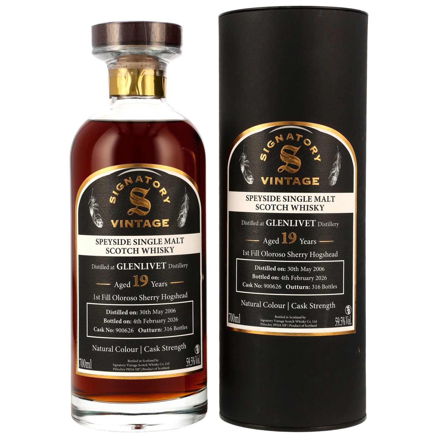 Glenlivet 19 2006/2025 - Signatory Vintage Ibisco Decanter - 1st Fill Oloroso Sherry Hogshead #900626