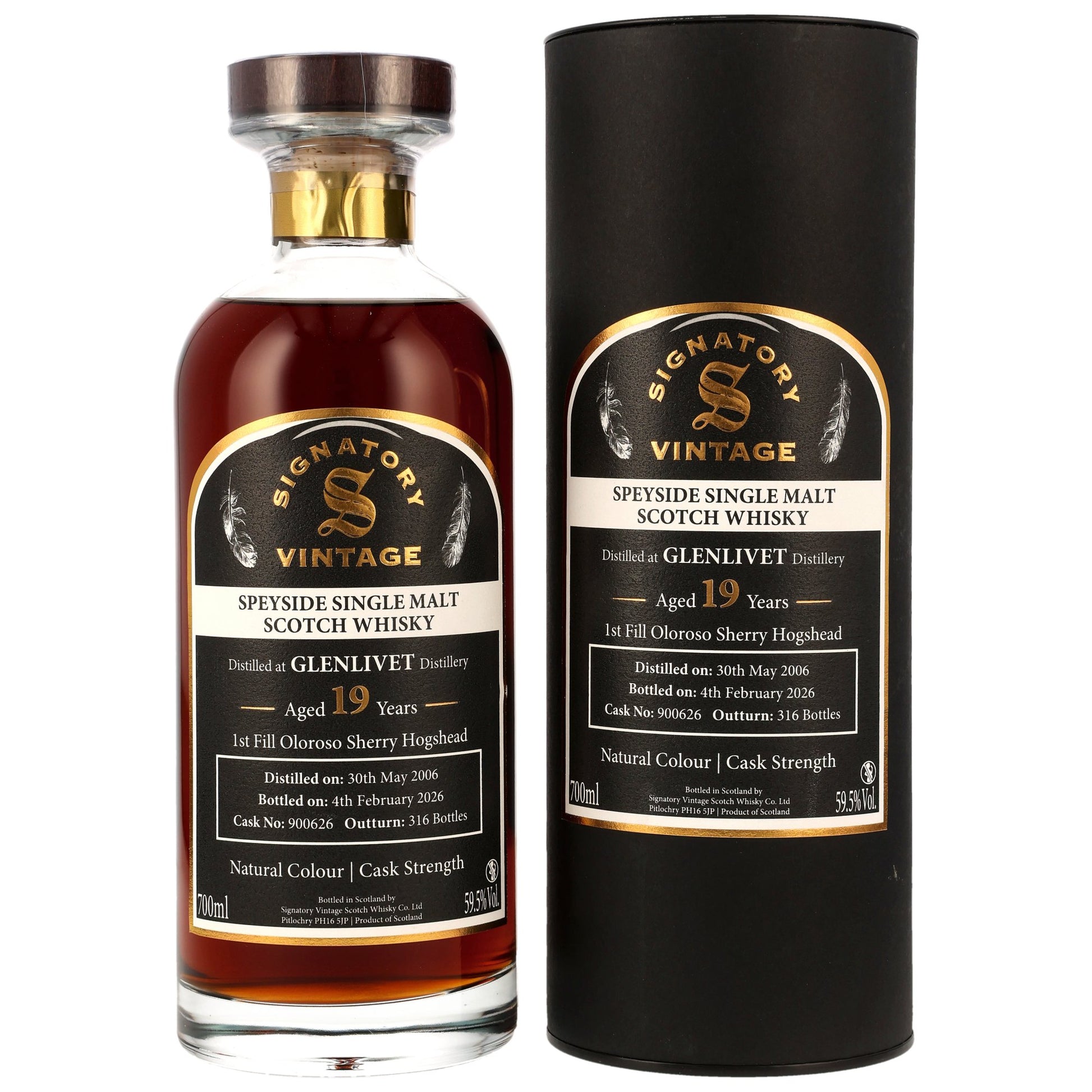 Glenlivet 19 2006/2025 - Signatory Vintage Ibisco Decanter - 1st Fill Oloroso Sherry Hogshead #900626