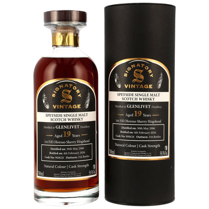Glenlivet 19 2006/2025 - Signatory Vintage Ibisco Decanter - 1st Fill Oloroso Sherry Hogshead #900626