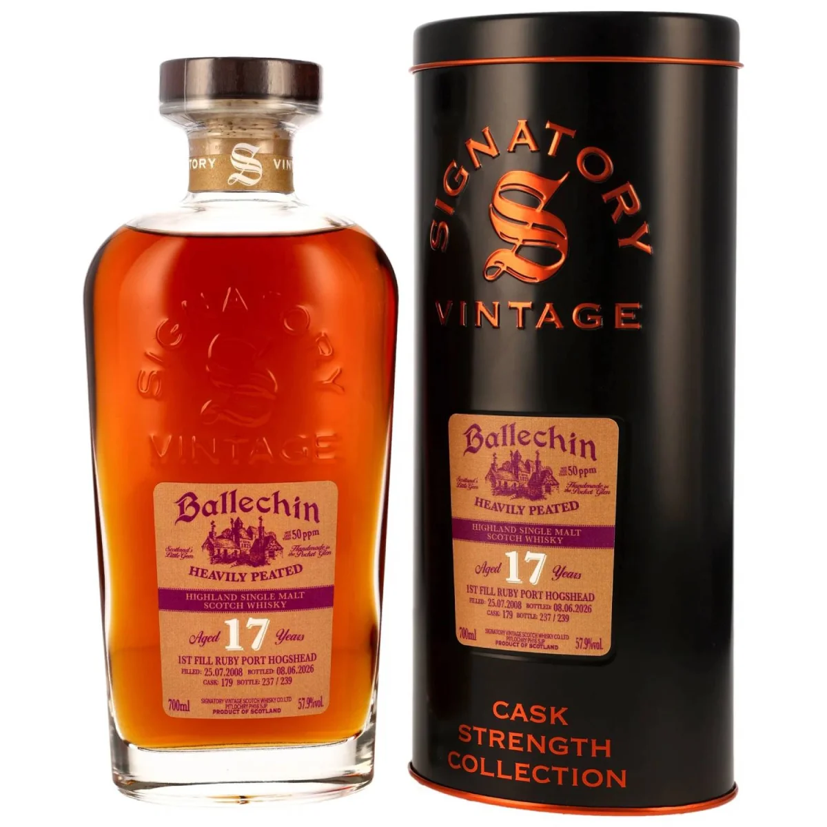 Ballechin 17 2008/2026 - Signatory Vintage Cask Strength Collection - 1st Fill Ruby Port #179