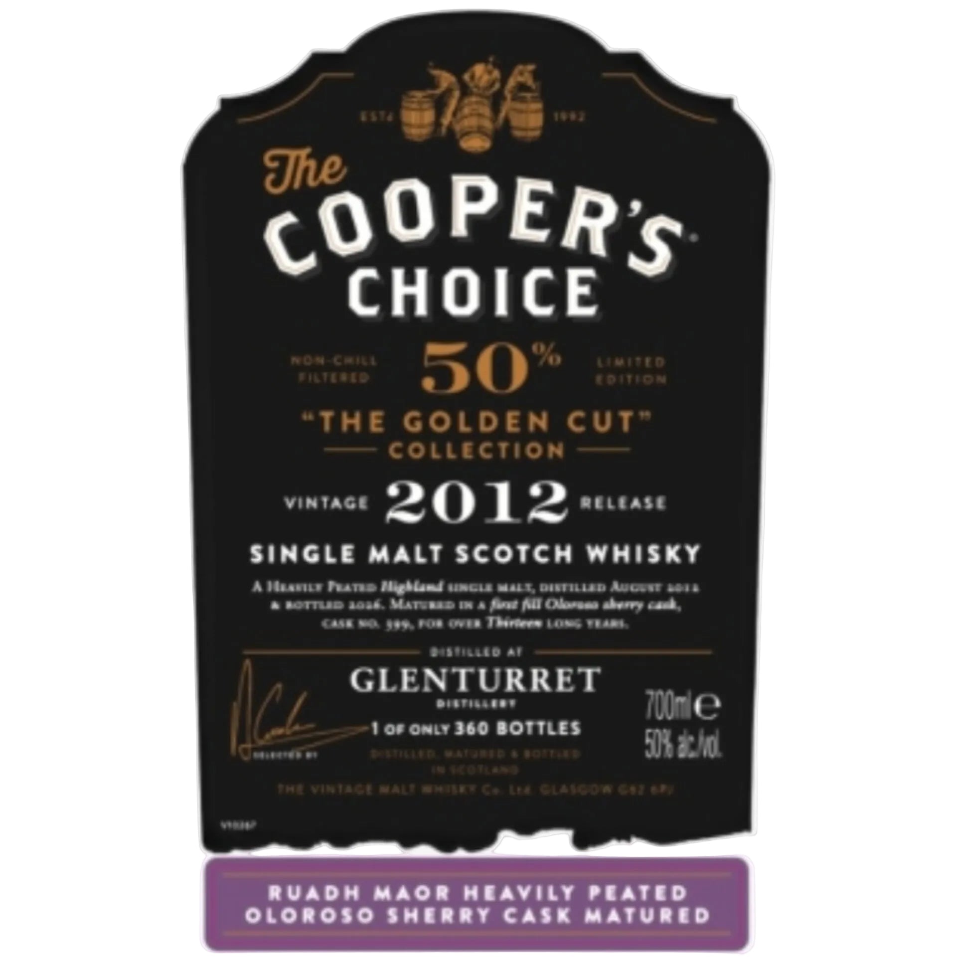 Glenturret (Ruadh Maor) Heavily Peated 13 2012/2025 - The Cooper's Choice - The Golden Cut Collection - Oloroso Cask Matured